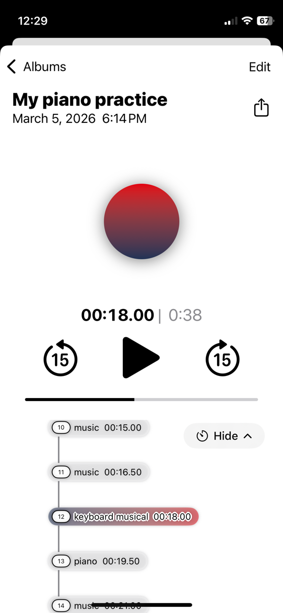 Sound Library playback view with AI-detected sound events
