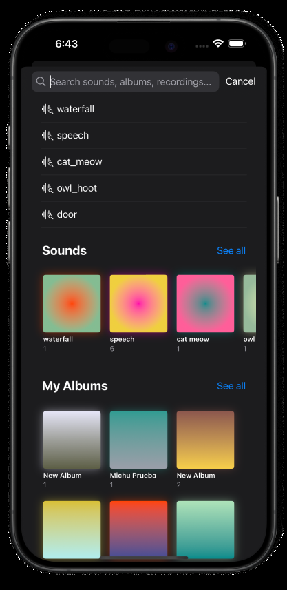 Sound Library — Search with dynamic filtering